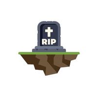 Gravestone with rip text on floating island representing death and loss vector