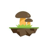 Two mushrooms growing on a floating island with grass and ground vector