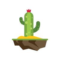 Blooming cactus growing on a floating island in the desert vector