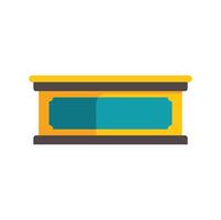 Empty museum exhibit displaying golden frame and teal background vector