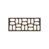 Blister pack containing white pills arranged in an interlocking pattern is lying on a neutral background vector