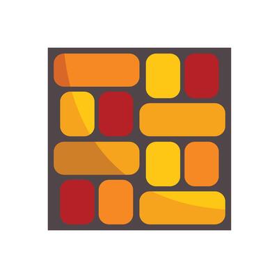 Colorful brick wall forming a geometric pattern