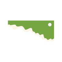 Green rectangular label with torn edge and hole for hanging vector