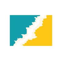 Abstract background showing a yellow and teal square divided by a white zigzag line vector
