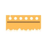 Yellow notebook paper piece with holes and line hanging on white background vector