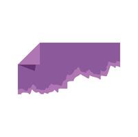 Purple torn paper with folded corner creating negative space vector