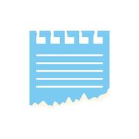 Blue notebook paper with torn edge and lines displaying taking notes, reminders, and lists vector