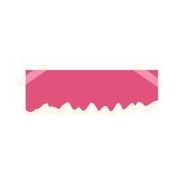 Pink sticky note paper with torn edge attached with adhesive tape vector