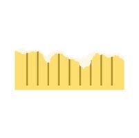 Yellow ripped squared paper with vertical stripes showing an uneven torn edge vector