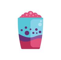 Bubble tea in a plastic cup with pink tapioca pearls overflowing vector