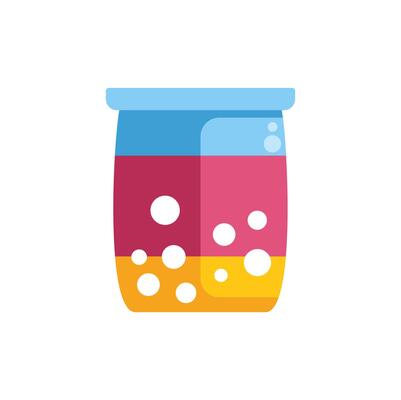 Colorful layered boba tea drink with tapioca pearls showing texture and bubbles