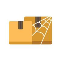 Two abandoned cardboard boxes covered with spiderwebs symbolizing long term storage issues vector