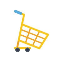 Empty shopping cart with blue handle on white background vector