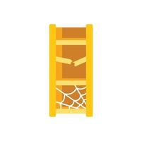 Old broken wooden bookshelf covered with cobwebs gathering dust vector