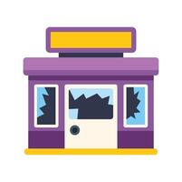Abandoned vandalized store with broken windows and blank sign vector