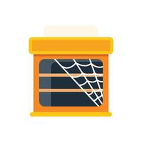 Empty shop window displaying spider web for halloween decoration vector