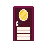 Purple closed door with nameplates and oval window featuring modern design vector