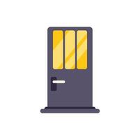 Closed front door with yellow window and handle on white background vector