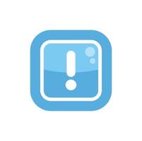 Blue rounded square icon showing exclamation mark vector