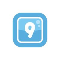 Number nine logo forming a washing machine with soap bubbles inside square frame vector