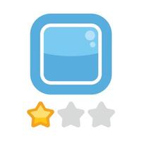 Blue app icon receiving one star rating out of three stars possible vector