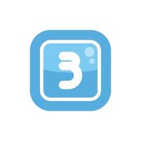 Washing machine display showing number three setting, laundry concept vector