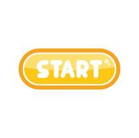 Yellow rounded button showing start sign for games and apps vector