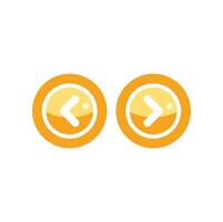 Orange round previous and next website navigation buttons pointing left and right vector