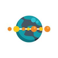 Planet and orbiting spheres icon depicting solar system or galaxy model vector