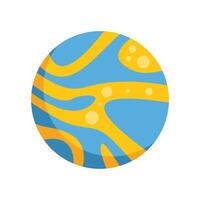 Blue planet with yellow swirls rotating in space vector