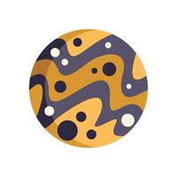 Round planet with orange and purple surface floating in space vector