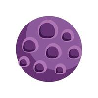 Purple planet with craters floating in space vector