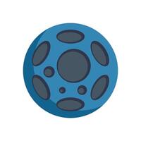 Blue planet with craters rotating in space vector