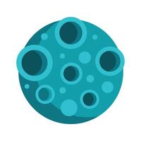 Turquoise planet with craters rotating in space vector