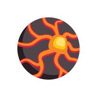 Round planet with glowing cracks, surface showing volcanic activity vector