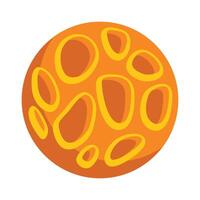 Orange planet with craters floating in space vector