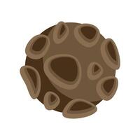 Asteroid floating in space with craters and a brown surface vector