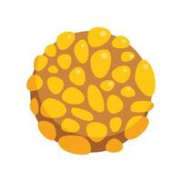 Round asteroid covered with yellow bumps floating in space vector