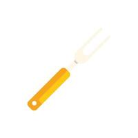 Large carving fork with two prongs and orange handle on white background vector