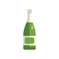 Green bottle of sparkling wine with blank label on white background vector