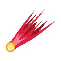 Burning meteor flying through space with red tail and yellow core vector
