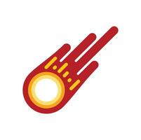 Burning meteor flying in space with red tail and orange core vector