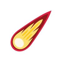 Burning meteor flying at high speed through space vector
