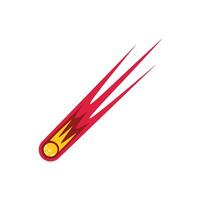 Falling meteor leaving flaming trail on white background vector