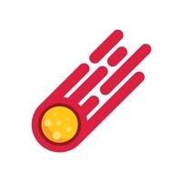 Yellow comet falling with red tail on white background vector