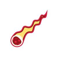 Red and yellow comet flying through space with fire tail vector