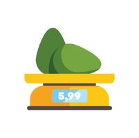 Avocados being weighed on a digital grocery scale showing price vector