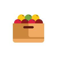 Cardboard box overflowing with colorful ripe apples, delivering freshness and flavor vector