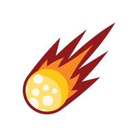 Burning meteor falling through space with fire tail vector