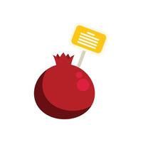 Ripe pomegranate with price tag displaying grocery information vector